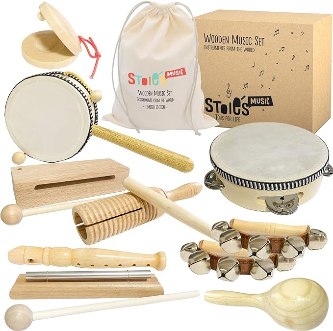 Stoie’s International Wooden Music Set, Percussion Kids Musical Instruments