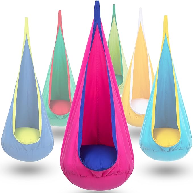Y- STOP Kids Pod Swing Seat, Hanging Hammock Chair with Inflatable Pillow