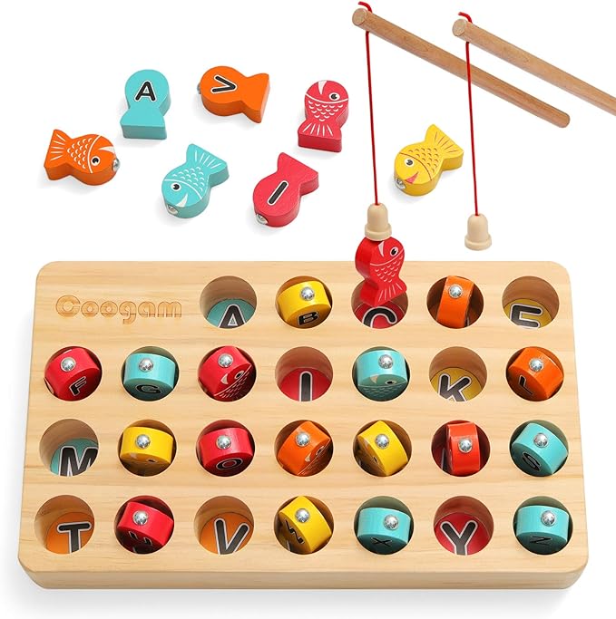 Coogam Wooden Magnetic Fishing Puzzle Game