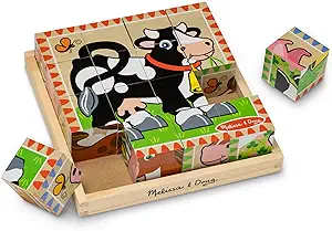 Melissa & Doug Farm Wooden Cube Puzzle (6 in 1)