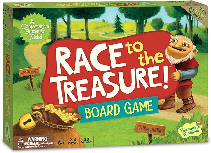 Peaceable Kingdom Race to the Treasure! Cooperative Path Building Game