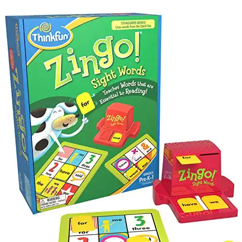 ThinkFun Zingo Sight Words Award Winning Early Reading Game for Pre-K to 2nd Grade - Toy of the Year Finalist, A Fun and Educational Game Developed by Educators for Boys and Girls, Multicolor