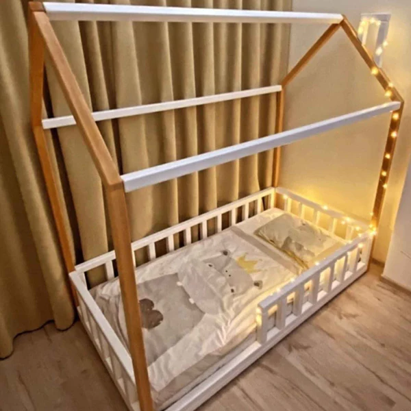 Platform Montessori Floor Tent Bed, Crib Baby, Toddler and Kids, twin – Woodesa