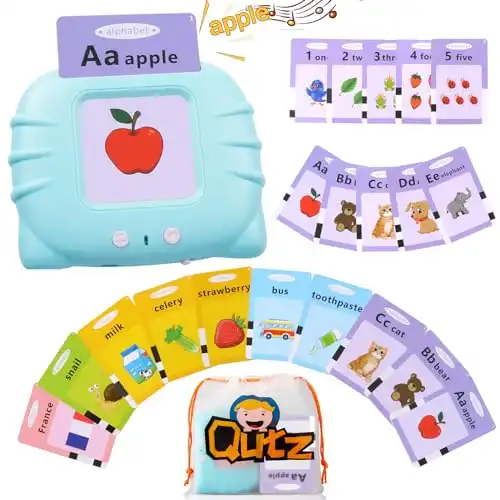 QuTZ ABC Learning Flash Cards for Toddlers 2-4, Autism Toys, Speech Therapy Toys, Educational Talking Flash Cards Kindergarten for Boys and Girls, 248 Sight Words Blue