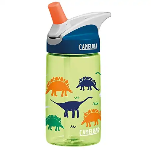 CamelBak eddy Kids Water Bottle - CamelBak Kids Big Bite Valve - Spill Proof - Water Bottle For Kids - BPA-Free Water Bottle - 12oz, Dinorama