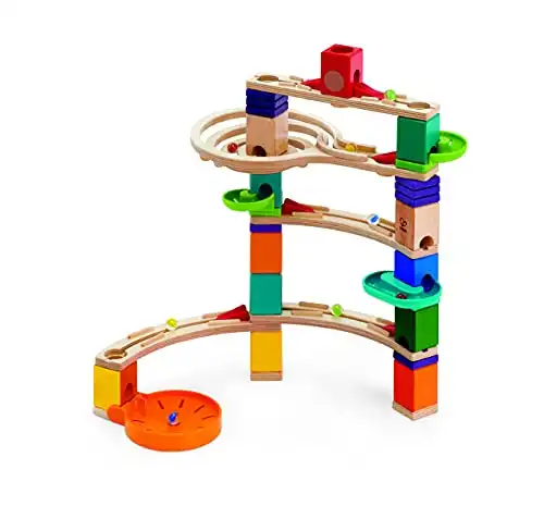 Hape Quadrilla Cliffhanger Wooden Marble Run Blocks | Marble Maze Run Set, Early Educational STEM Development Building Toys For Kids, Multicolor, Model:E6020