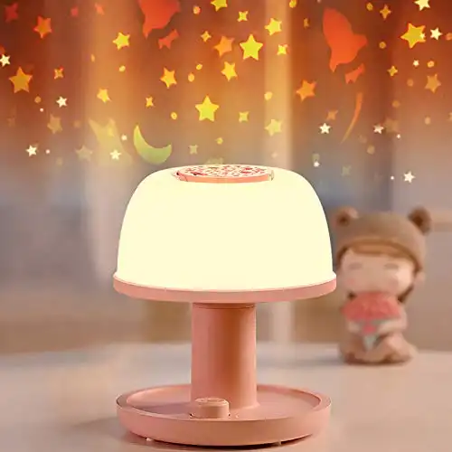 LICKLIP Toddler Night Light Lamp, Dimmable LED Bedside Lamp with Star Projector, Kids Lights Timer Design & Color Changing, Portable Rechargeable Cute Gifts for Children Bedroom