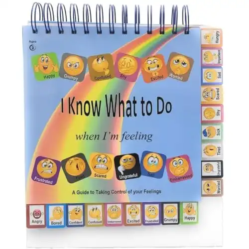 Thought-Spot I Know What to Do Flipbook: Emotions Chart for Kids; Autism Learning Materials; Feelings Chart to Identify Feelings and Make Positive Choices; Emotions Wheel; Calm Down Corner Supplies