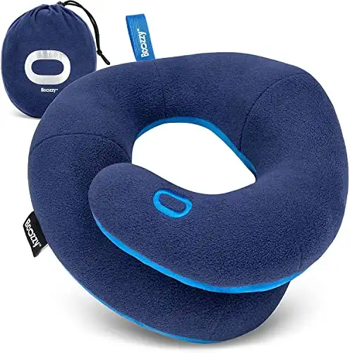 BCOZZY 3-7 Y/O Kids Travel Pillow for Car & Airplane, Soft Kids Neck Pillow for Traveling in Car Seat, Provides Double Support for Toddlers Head & Chin in Road Trips, Washable, Small Size, Nav...