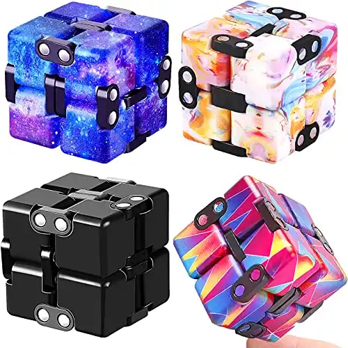 4 Packs Infinity Cube Toy Stress Relieving Game for Kids and Adults,Cute Mini Unique Gadget Anxiety Relief Kill Time Magic Puzzle Flip ADD, ADHD, Killing