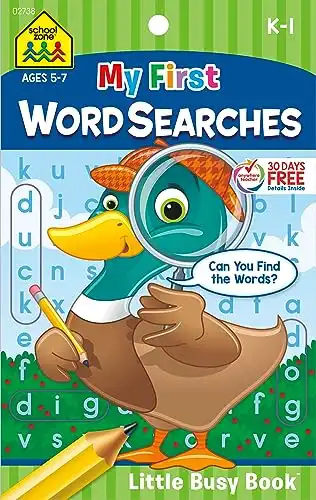 School Zone - My First Word Searches Workbook - Ages 5 to 7, Kindergarten to 1st Grade, Activity Pad, Search & Find, Word Puzzles, and More (School Zone Little Busy Book™ Series)
