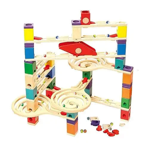 Hape Quadrilla Wooden Marble Run Construction – Vertigo – Quality Time Playing Together Safe and Smart Play for Smart Families,Multicolor