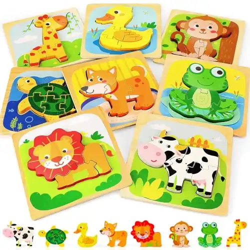 TOY Life Toddler Puzzles, 8 Piece Wooden Puzzles for Toddlers 1-3, Puzzle 2 Year Old, Toddler Puzzles Ages 1-3, Montessori Puzzles for 1 Year Old, Baby Puzzles, Learning Toy for Toddlers 1-3 Year Old