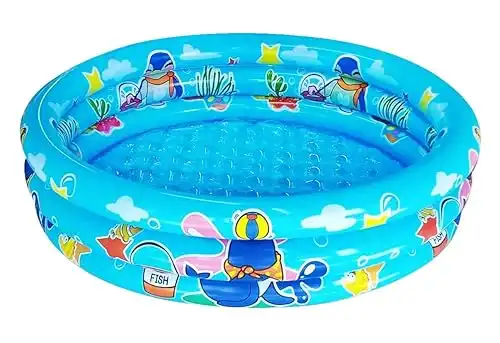 3 Rings Kiddie Pool for Toddler, 48 X12 Kids Swimming Pool, Inflatable Baby Ball Pit Pool, Small Infant Pool (Blue)